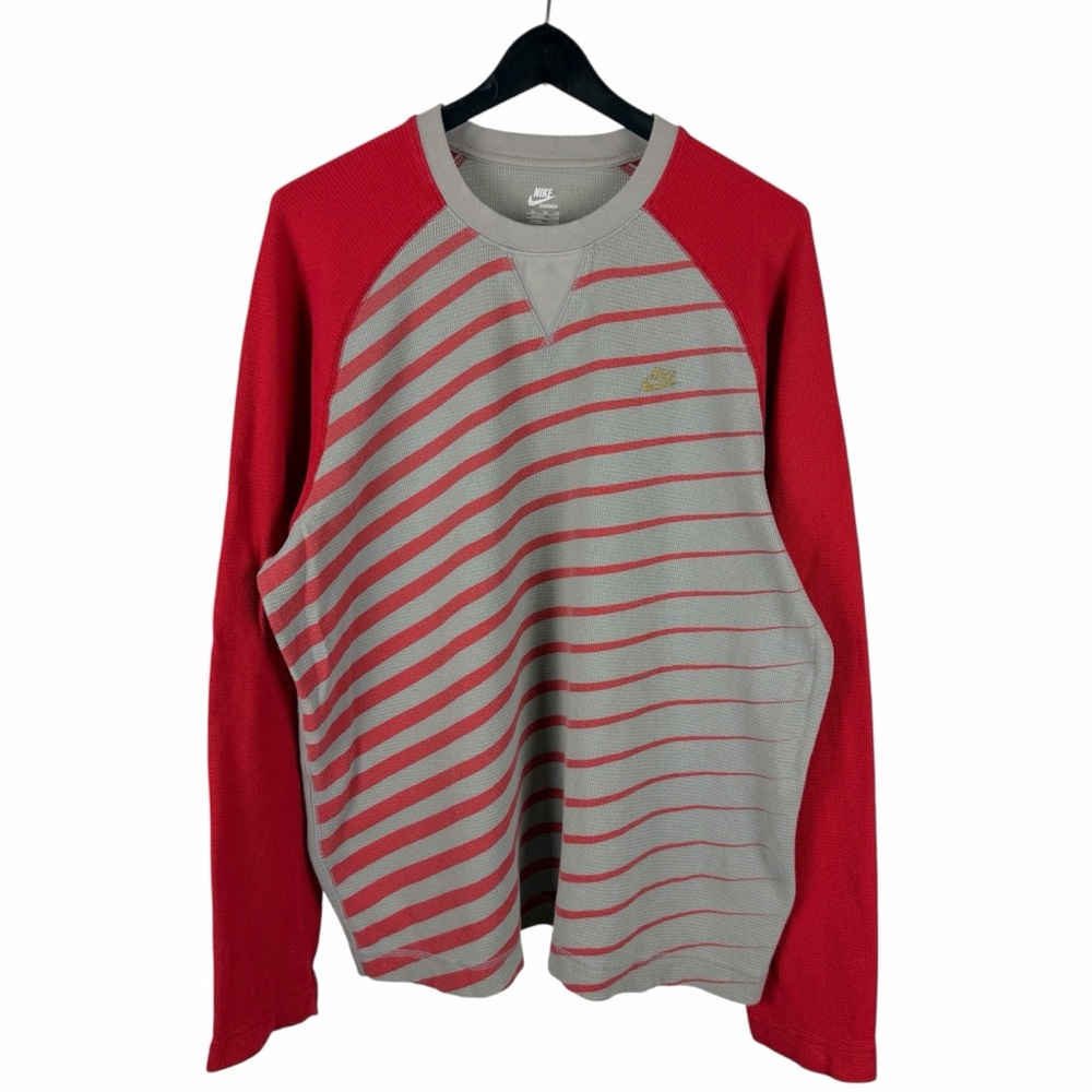 Mens Y2K Nike Sportswear Micro Swoosh Long Sleeve Waffle Knit Shirt Size XL